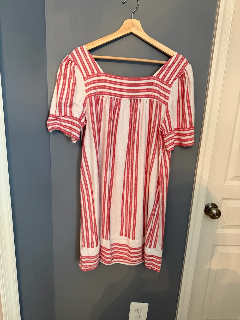 Old Navy Red and White Striped Square-Neck Mini Dress